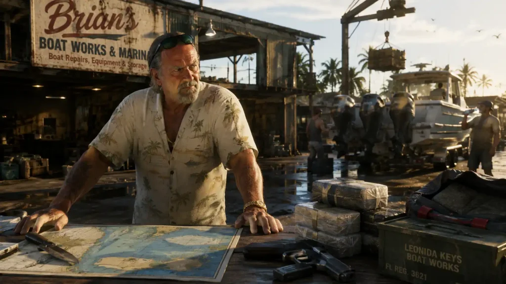 Brian Heder at his boat yard and criminal operation in GTA 6