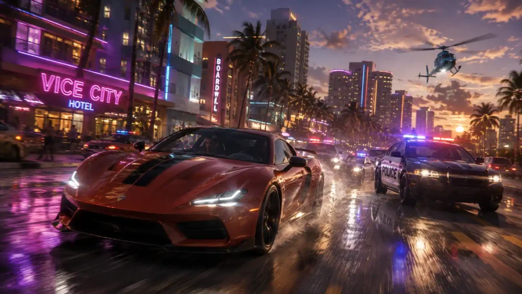 GTA 6 Vice City car chase