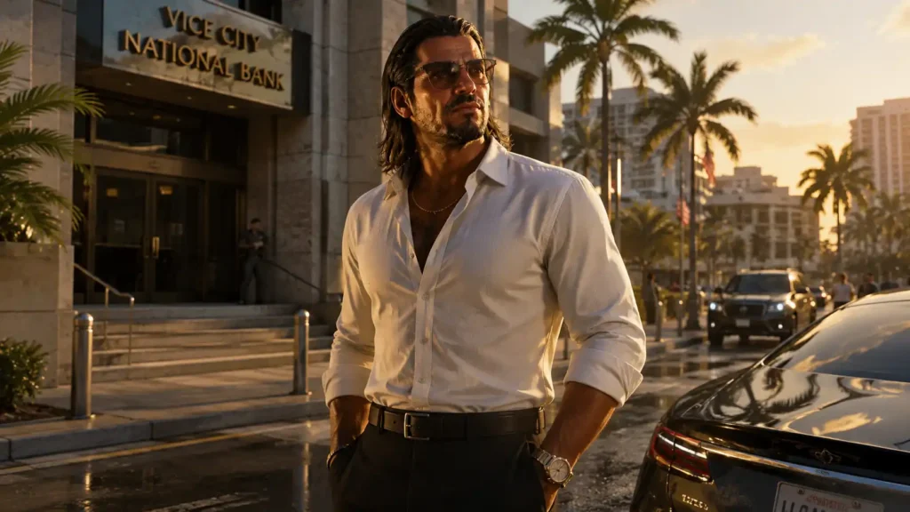 Raul Bautista outside a bank in GTA 6