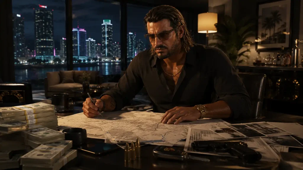 Raul Bautista planning a heist
